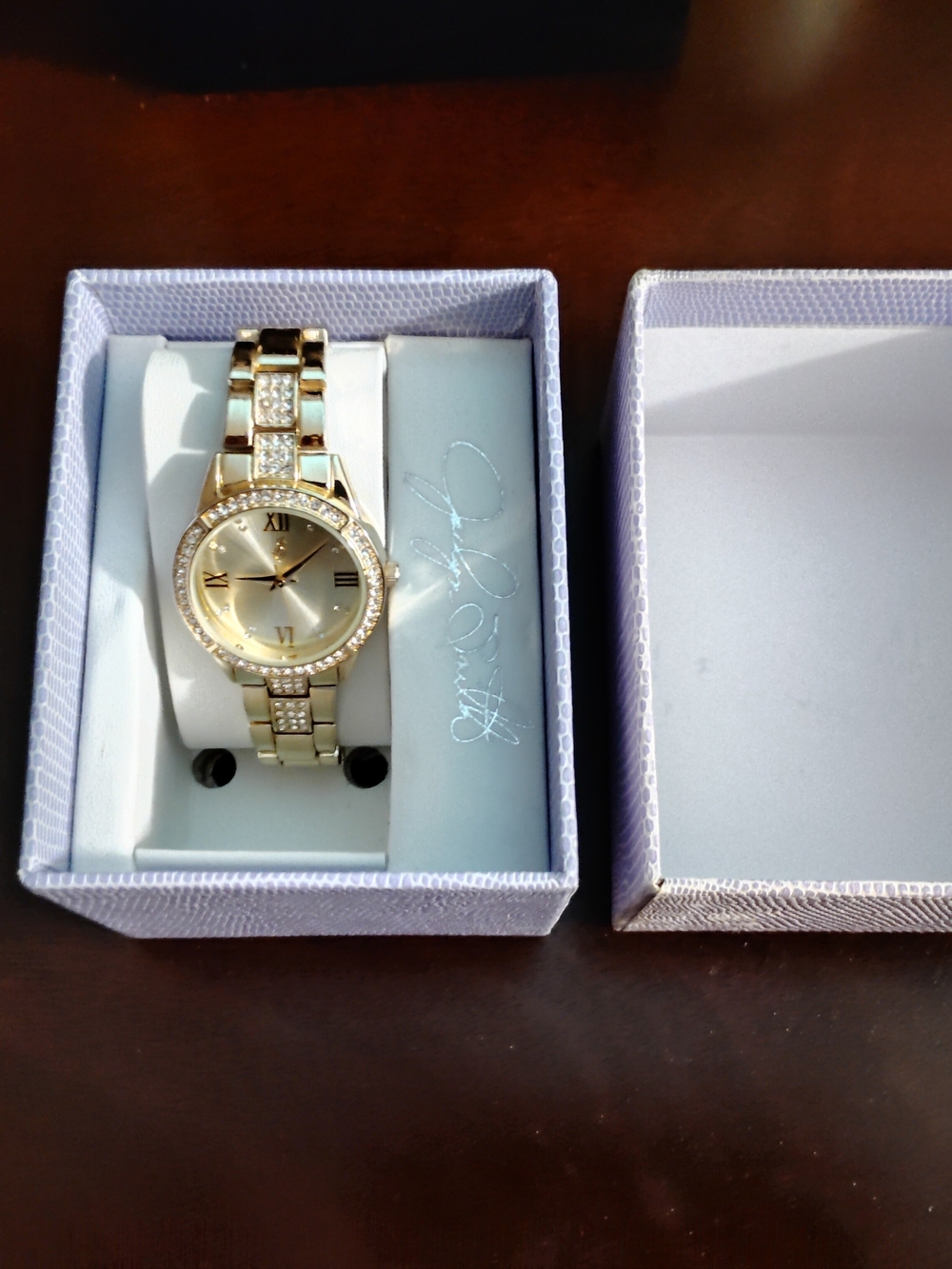 Jaclyn Smith Gold -Tone Crystal Accent Women's Bracelet Watch